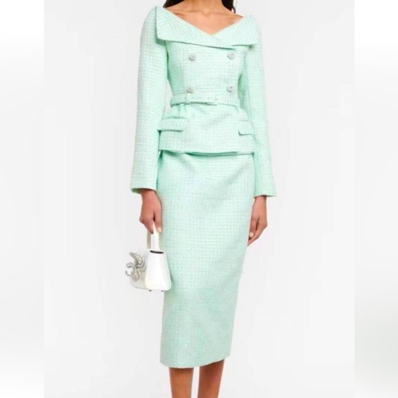 Self-Portrait Dresses & Skirts - 💚Self portrait mint green boucle midi dress💚